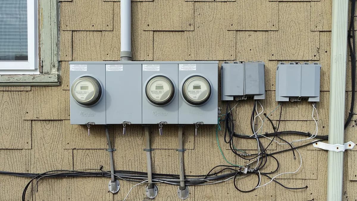 Medidores eléctricos instalados en el exterior de una vivienda